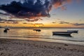 sunset on the tropical island of Mauritius during summer. Royalty Free Stock Photo