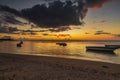 sunset on the tropical island of Mauritius during summer. Royalty Free Stock Photo