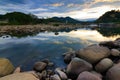 Sunset at a tropical river in Borneo Royalty Free Stock Photo