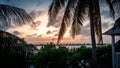 Sunset of tropical vacation homes in the florida keys