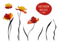 Sunset tulips illustration in the scandinavian style Royalty Free Stock Photo