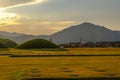 Sunset at Tumuli Royal tomb Royalty Free Stock Photo