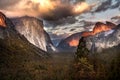 Sunset at the Tunnel View. Yosemite, Ca Royalty Free Stock Photo