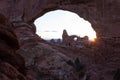 Sunset and turret arch Royalty Free Stock Photo