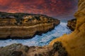 Sunset at the twelve Apostles along the famous Great Ocean Road in Victoria Royalty Free Stock Photo