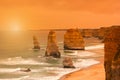 Sunset at Twelve Apostles in Australia Royalty Free Stock Photo