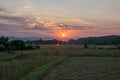 Sunset twilight of green rice field in Pua Royalty Free Stock Photo