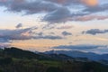 Sunset on Txindoki mountain, seen from Zumarraga, Euskadi, Spain. Royalty Free Stock Photo