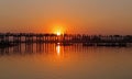 Sunset on U Bein Bridge Amarapura, Mandalay, Myanmar (Burma)