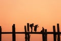 sunset at U Bein bridge in Myanmar