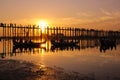 Sunset at the U Bein Bridge at the Taungthaman Lake, Myanmar