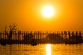 Sunset at U Bein Teakwood Bridge , Amarapura in Myanmar (Burmar Royalty Free Stock Photo