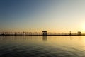 Sunset at U Bein Teakwood Bridge , Amarapura in Myanmar (Burmar Royalty Free Stock Photo