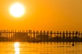 Sunset at U Bein Teakwood Bridge , Amarapura in Myanmar (Burmar Royalty Free Stock Photo