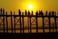 sunset at U-Ben Bridge with myanmar people, Amarapura, Mandalay, Myanmar Royalty Free Stock Photo