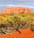 Landscape with sunbeams at Uluru Ayers Rock (Unesco), Australia Royalty Free Stock Photo