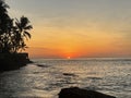 A sunset on the Unawatuna beach. Royalty Free Stock Photo