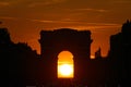 Sunset under the Arc de Triomphe of Paris