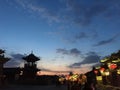 Sunset in Shanxi Datong, Shanxi Province, China antique street Royalty Free Stock Photo