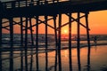 Sunset Under the Pier, Newport Beach, California Royalty Free Stock Photo