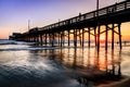 Sunset Under the Pier, Newport Beach, California Royalty Free Stock Photo
