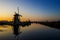 Sunset at Unesco world heritage windmills Royalty Free Stock Photo