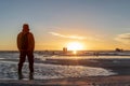 Sunset at Uyuni Salt Flats in Bolivia, the incredible salt desert in South America Royalty Free Stock Photo