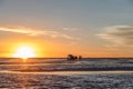 Sunset at Uyuni Salt Flats in Bolivia, the incredible salt desert in South America Royalty Free Stock Photo