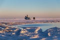 Sunset at Uyuni Salt Flats in Bolivia, the incredible salt desert in South America Royalty Free Stock Photo