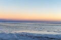 Sunset at Uyuni Salt Flats in Bolivia, the incredible salt desert in South America Royalty Free Stock Photo