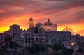 Sunset in Valldemosa village in Mallorca Spain