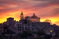 Sunset in Valldemosa village in Mallorca Spain