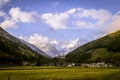 Campo Tures castle with white mountains behind Royalty Free Stock Photo