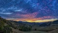 Sunset in valley between hills in Sao Bento do Sapucai - Sao Paulo - Brazil - Panorama photo Royalty Free Stock Photo