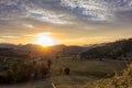 Sunset in valley between hills in Sao Bento do Sapucai - Sao Paulo - Brazil - Panorama photo Royalty Free Stock Photo