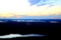 Sunset on the Valtavaara Ruka, Kuusamo, Finland. Colourful sunset glow.