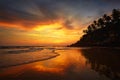 Sunset on Varkala beach, Kerala, India Royalty Free Stock Photo