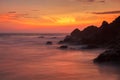 Sunset on Varkala beach, Kerala, India Royalty Free Stock Photo