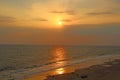 Sunset on the Varkala beach. South India Royalty Free Stock Photo