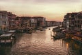Sunset on Venezia grand canal, soft focus Royalty Free Stock Photo