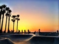 Sunset at Venice beach skate park Royalty Free Stock Photo