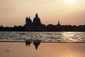 Sunset in Venice - Reflection of the Madonna della Salute church Royalty Free Stock Photo