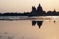 Sunset in Venice - Reflection of the Madonna della Salute church Royalty Free Stock Photo