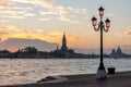 Sunset in Venice, view from Castello District Royalty Free Stock Photo