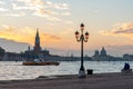 Sunset in Venice, view from Castello District Royalty Free Stock Photo