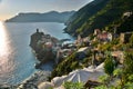 Sunset in Vernazza. Cinque Terre, Liguria, Italy Royalty Free Stock Photo