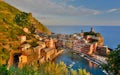 Sunset in Vernazza. Cinque Terre, Liguria, Italy Royalty Free Stock Photo