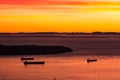 Cargo ships off Point Grey, Vancouver, British Columbia, Canada