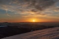 Sunset from Veterne hill in winter Mala Fatra mountains in Slovakia Royalty Free Stock Photo