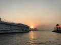 Sunset at Victoria Harbour Royalty Free Stock Photo